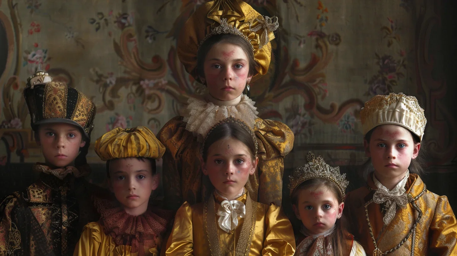 Enfants s'amusant avec du maquillage et des costumes pour jouer au théâtre