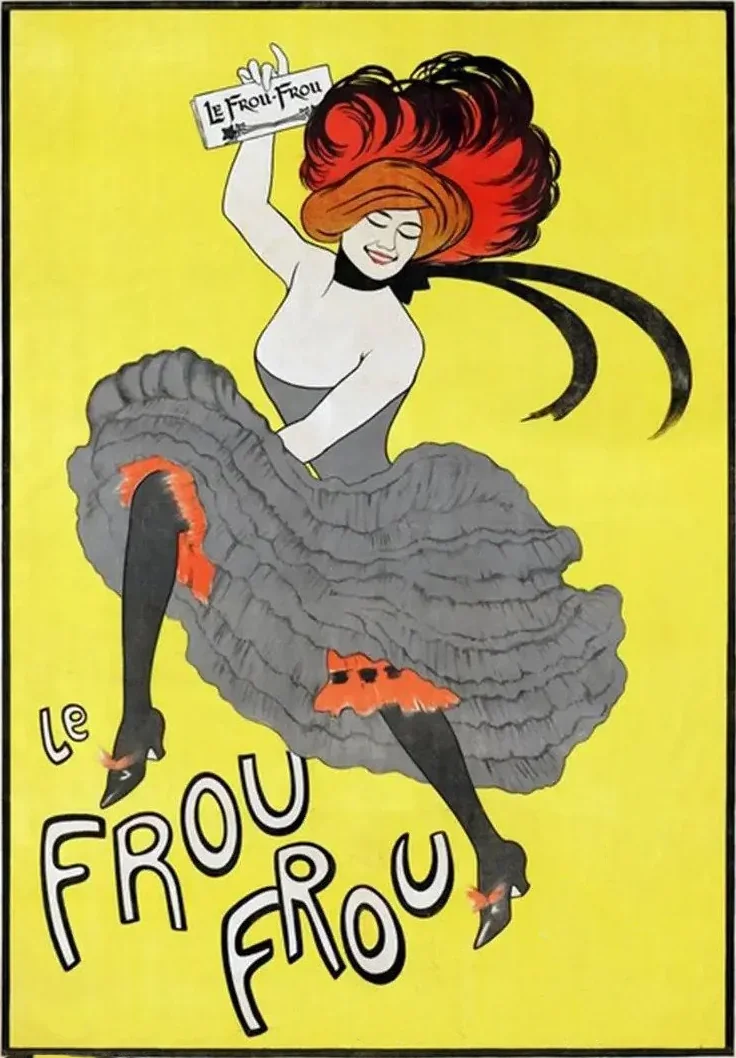 Une danseuse-actrice spécialisée dans le style du cancan lève la jambe à la manière caractéristique de cette danse.