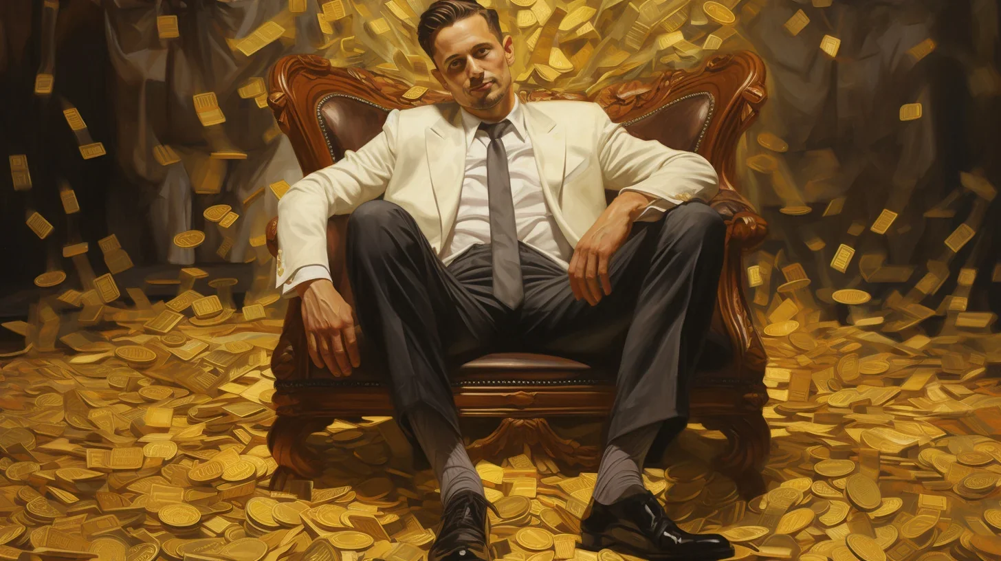 Dans cette scène captivante de la dernière répétition, un comédien talentueux est assis sur une chaise, absorbé par l'anticipation