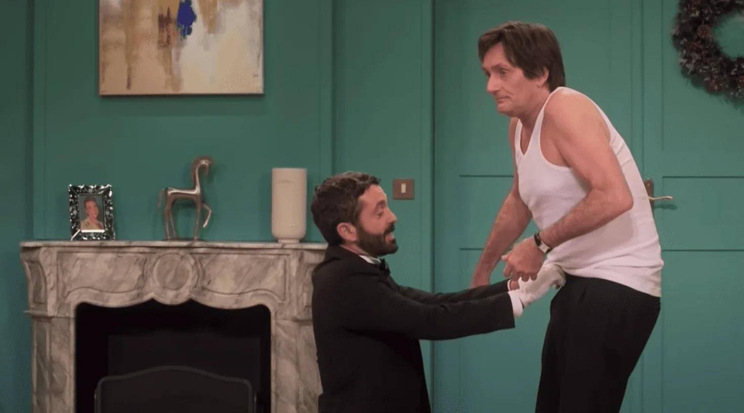 Scène comique dans la pièce de théâtre 