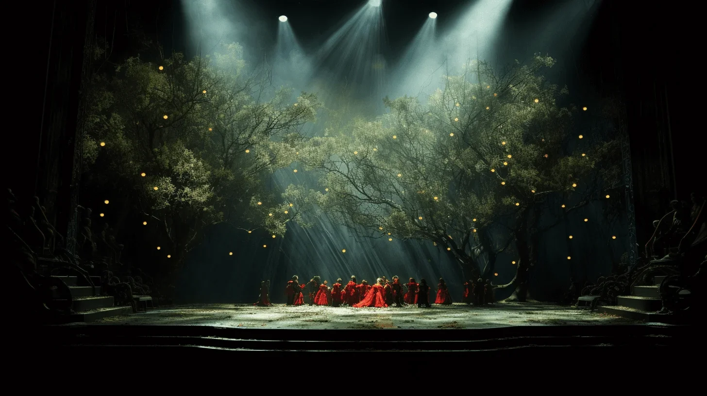 Cette photo nous transporte au cœur d'une scène de spectacle captivante.