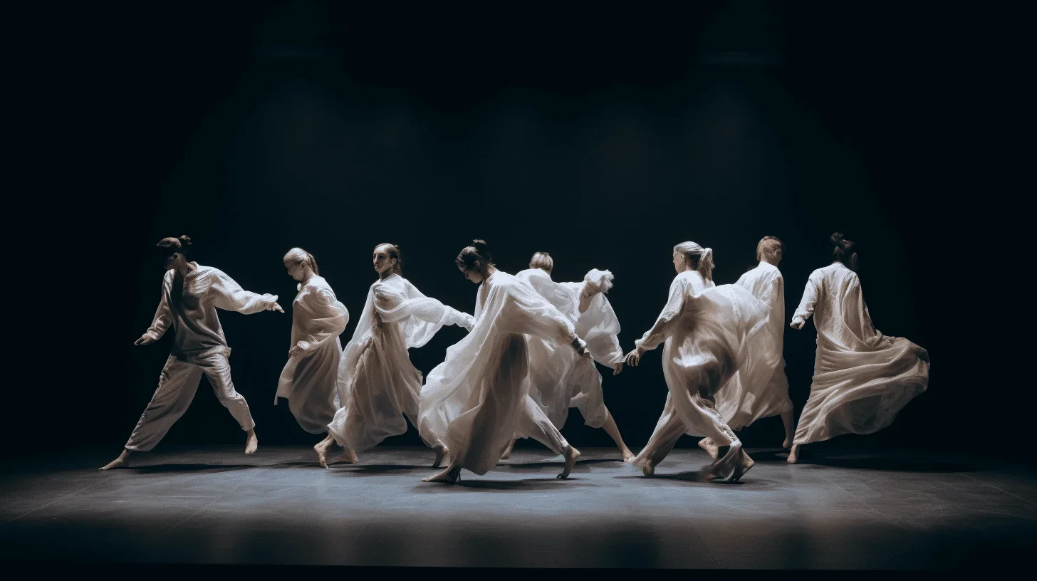 L'image capture une scène d'improvisation théâtrale : deux acteurs au milieu d'une performance, interagissant avec spontanéité et