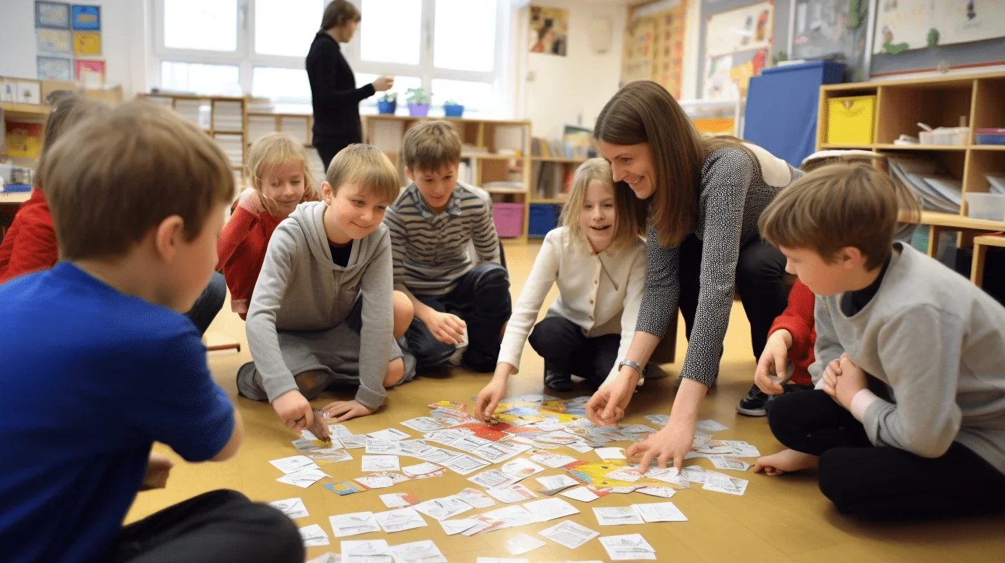 Cette photo illustre un groupe d'élèves engagés dans un jeu de rôles improvisé.