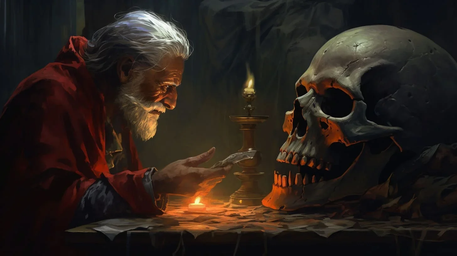 Cette photo dépeint un roi absorbé par ses pensées, seul sur scène.