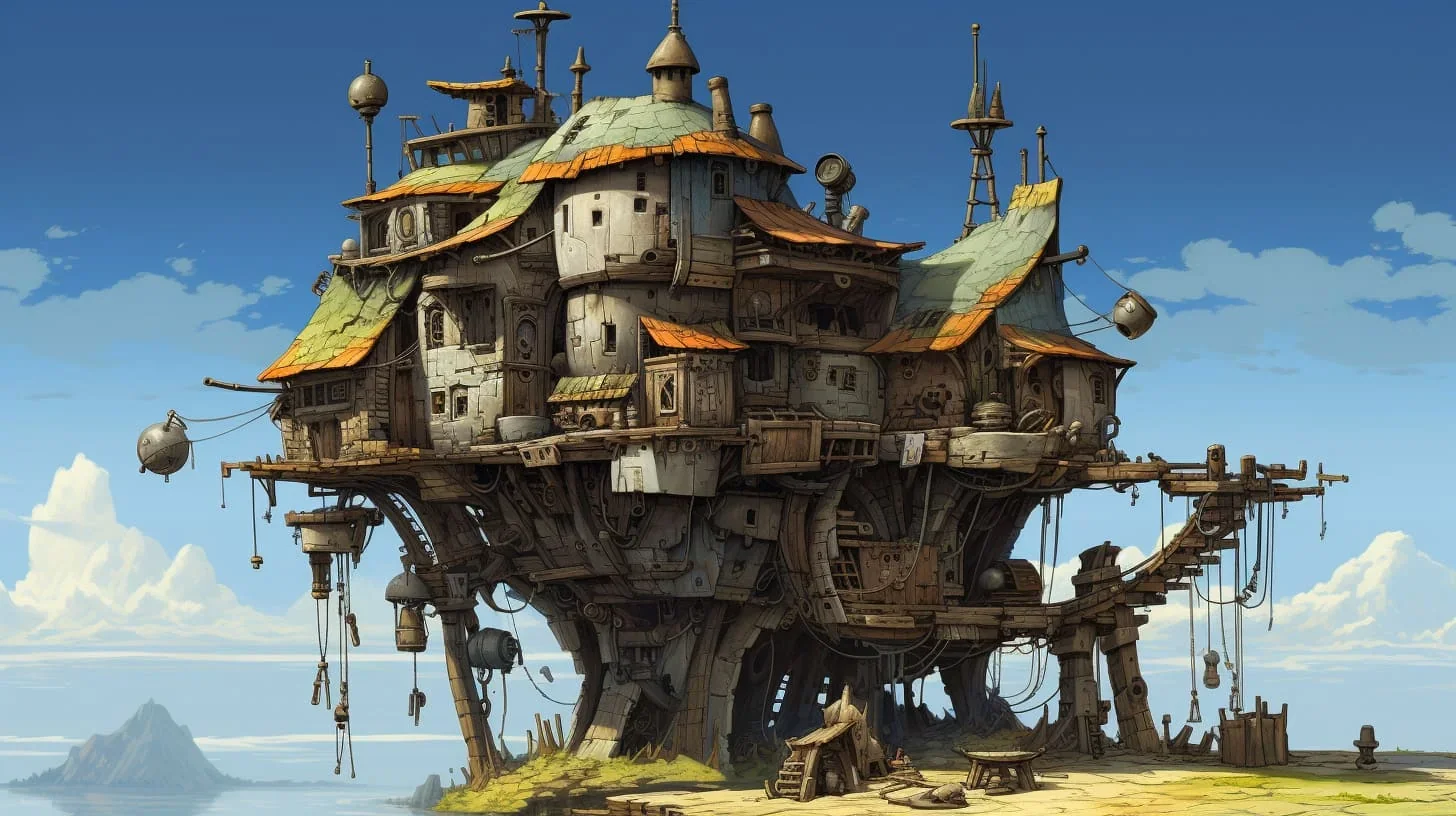 Cette photo présente un décor de théâtre artistiquement peint à la main.