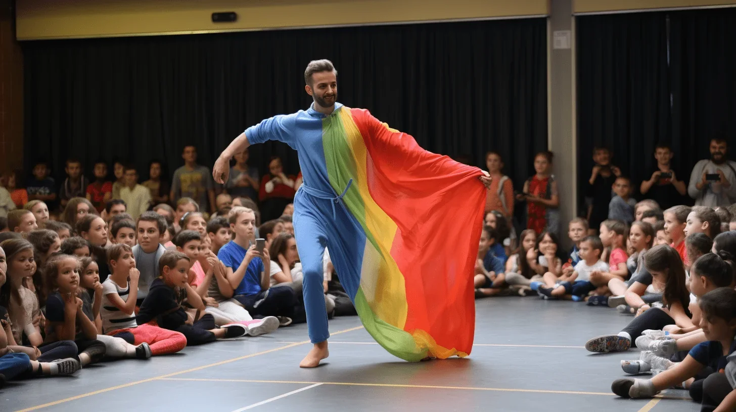 La photo saisit un instant de pure grâce, une danseuse en pleine exécution de son mouvement.
