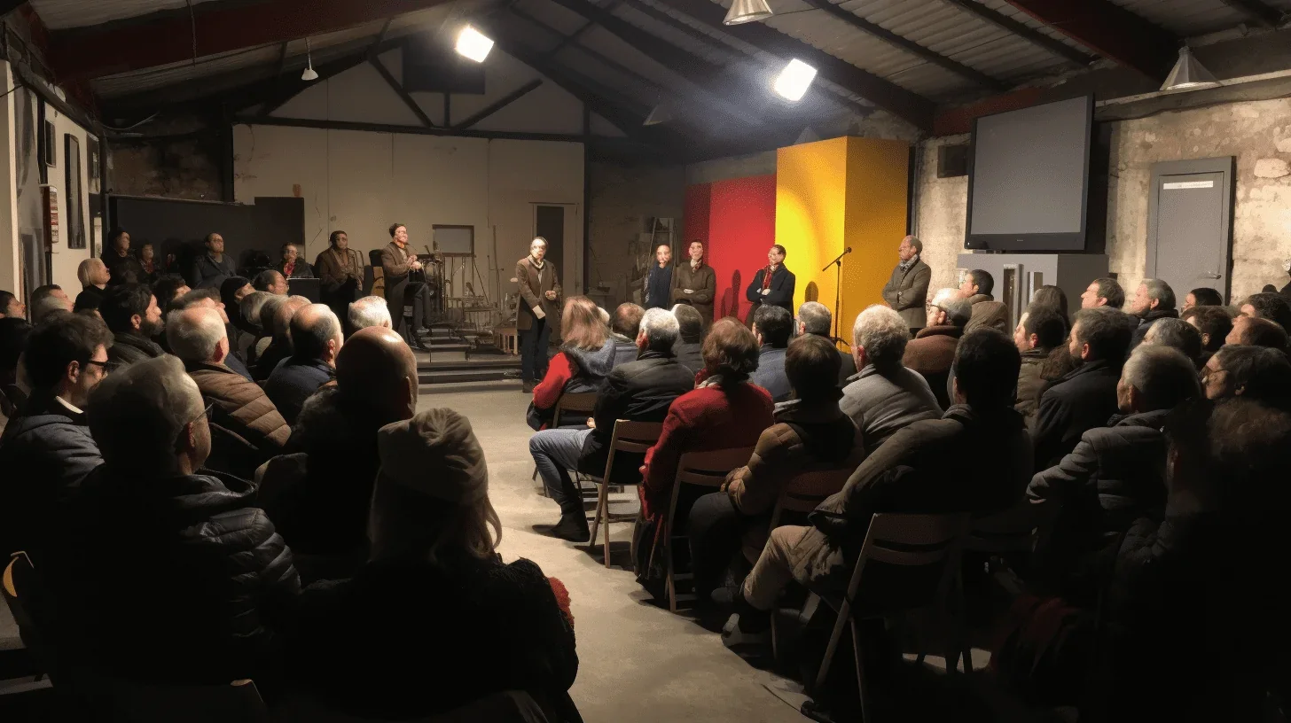 Cette image représente la construction d'une saynète, capturant le moment précis où l'imagination se transforme en réalité tangibl