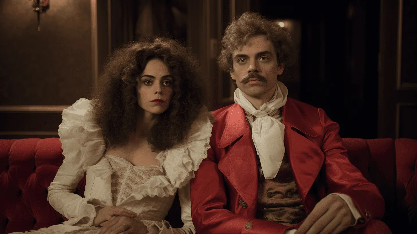 Cette photographie offre un aperçu des comédiens, magnifiquement costumés, prêts à donner vie à leur saynète.