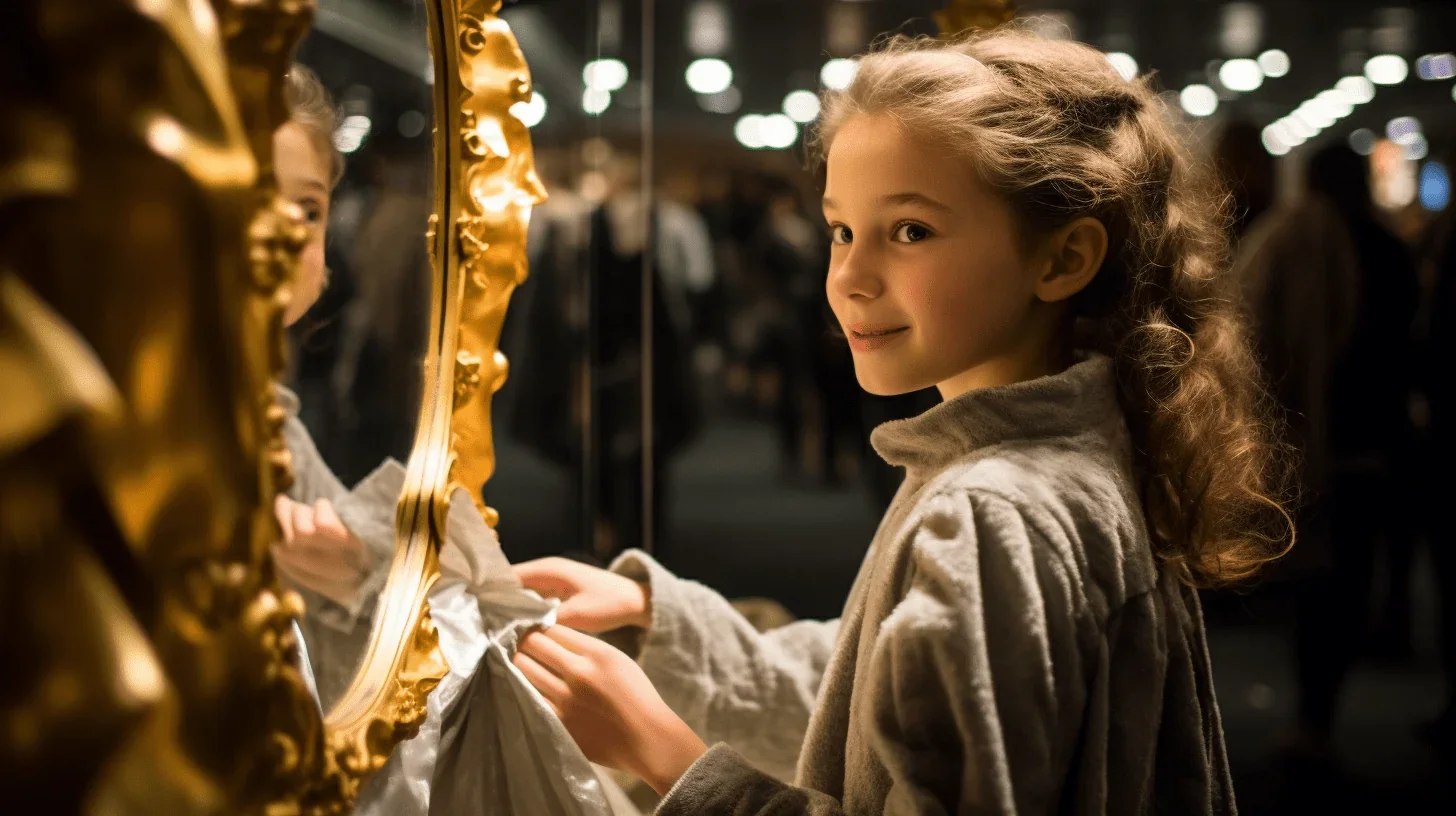 L'image capture un instant de vérité et de vulnérabilité où Sarah partage son histoire à travers le théâtre.