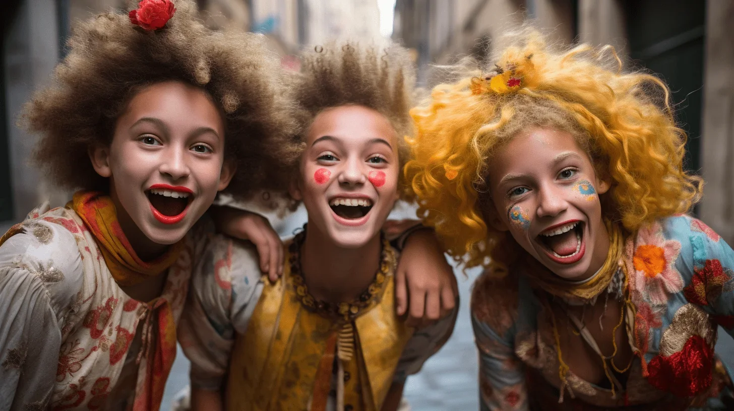 L'image capture l'instant magique où un groupe de jeunes filles laisse libre cours à leur imagination débordante sur les planches.
