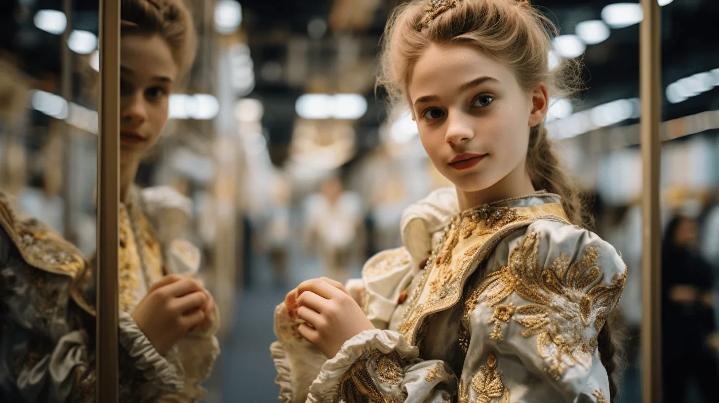 l'image capture l'instant précieux où une actrice talentueuse se prépare en coulisses pour son prochain passage sur scène.