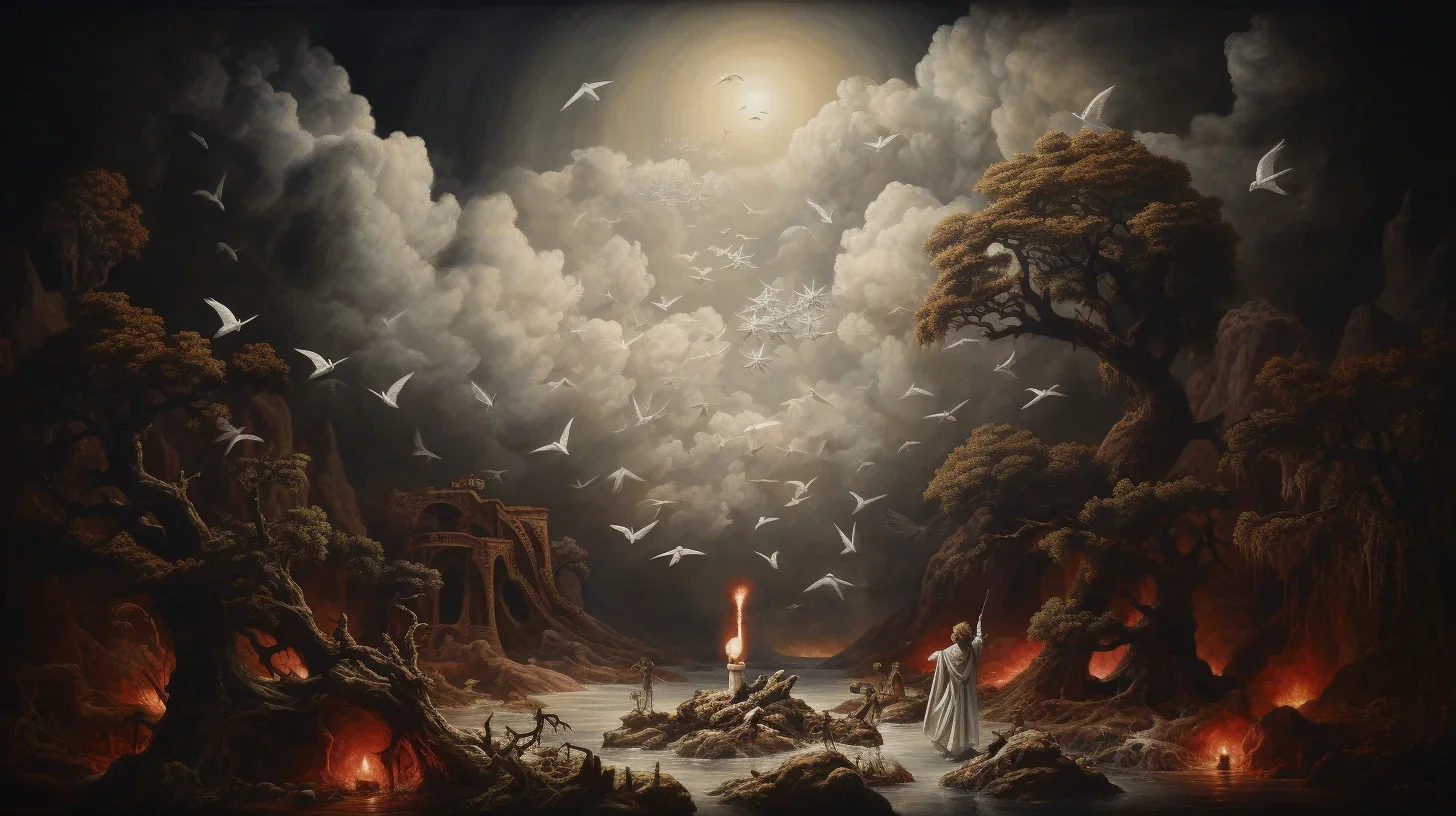 Cette image nous plonge au cœur d'une peinture fascinante du XVIIème siècle.