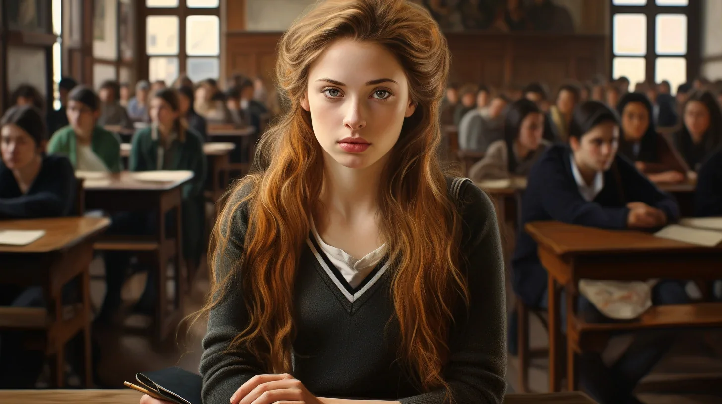 Une jeune fille est absorbée dans ses études, plongée dans un monde de mots français.