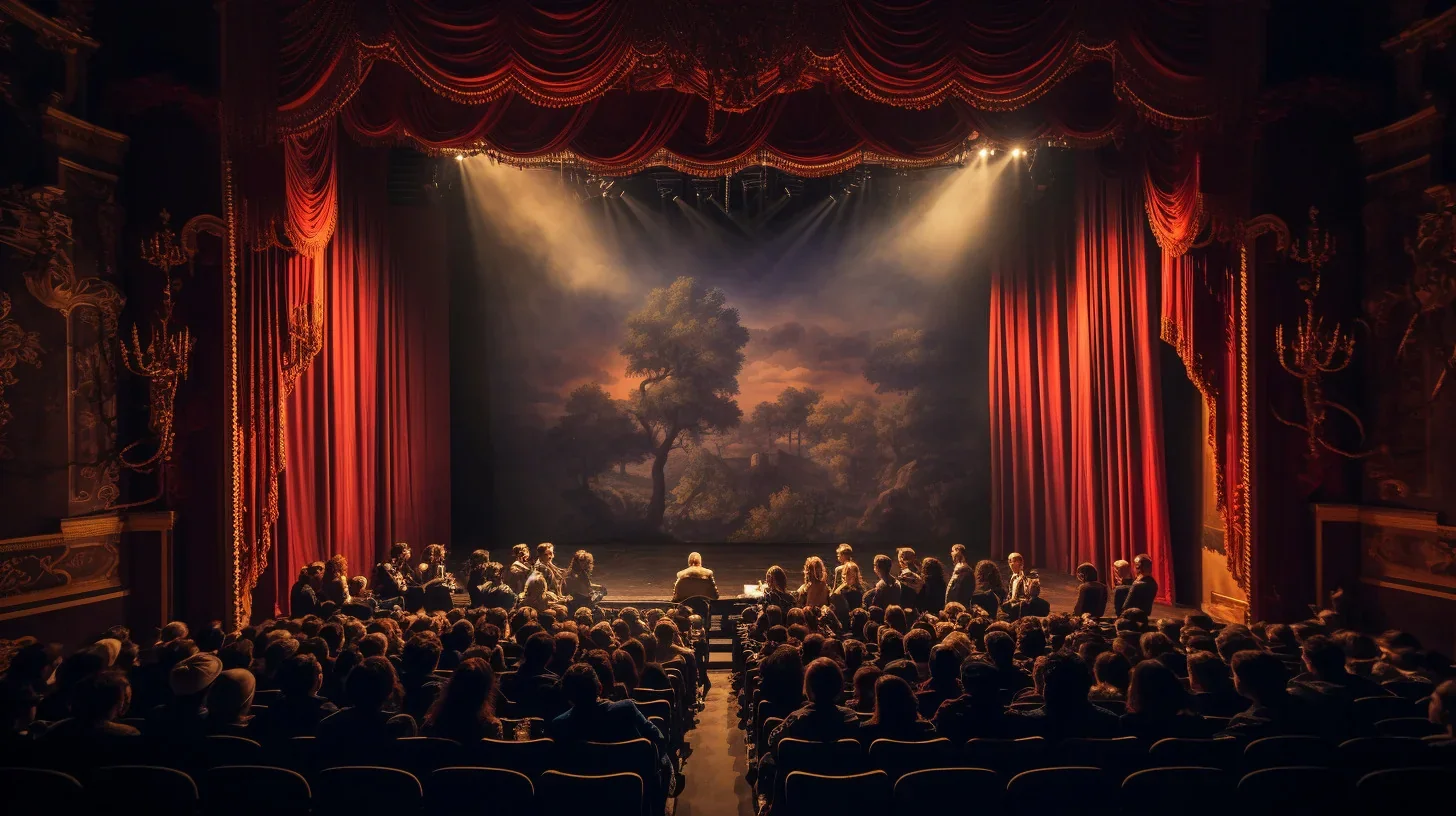 L'image nous donne une vue d'ensemble d'une salle de théâtre, où un cours de français est en plein déroulement.