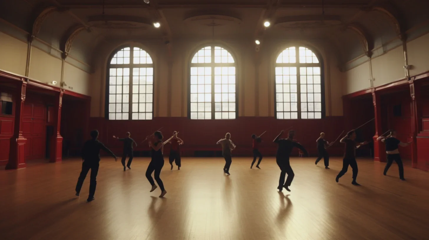 Dans une salle de répétition éclairée, un groupe d'artistes se livre à l'improvisation, explorant et créant ensemble dans un momen