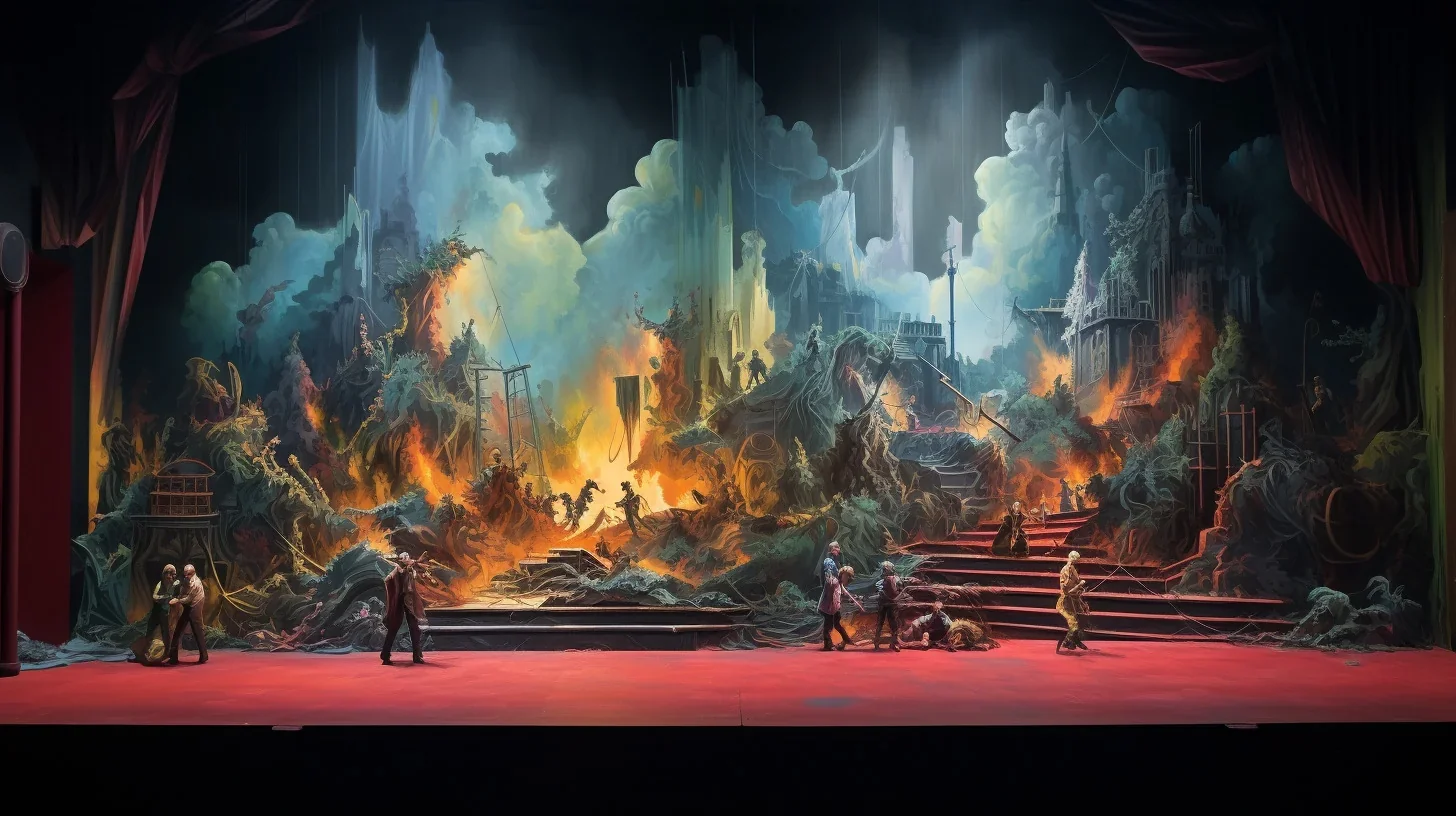 Des artistes en action sur une scène de spectacle, la magie de l'improvisation palpable dans l'air alors qu'ils créent une perform