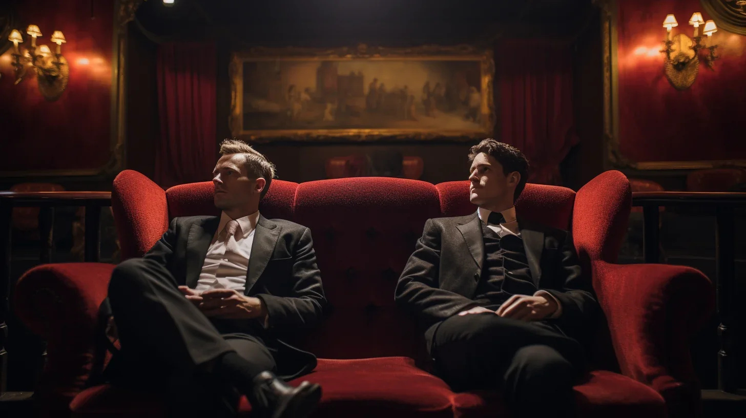 L'image présente une scène comique avec deux personnages confortablement installés dans des fauteuils. Leurs expressions animées e