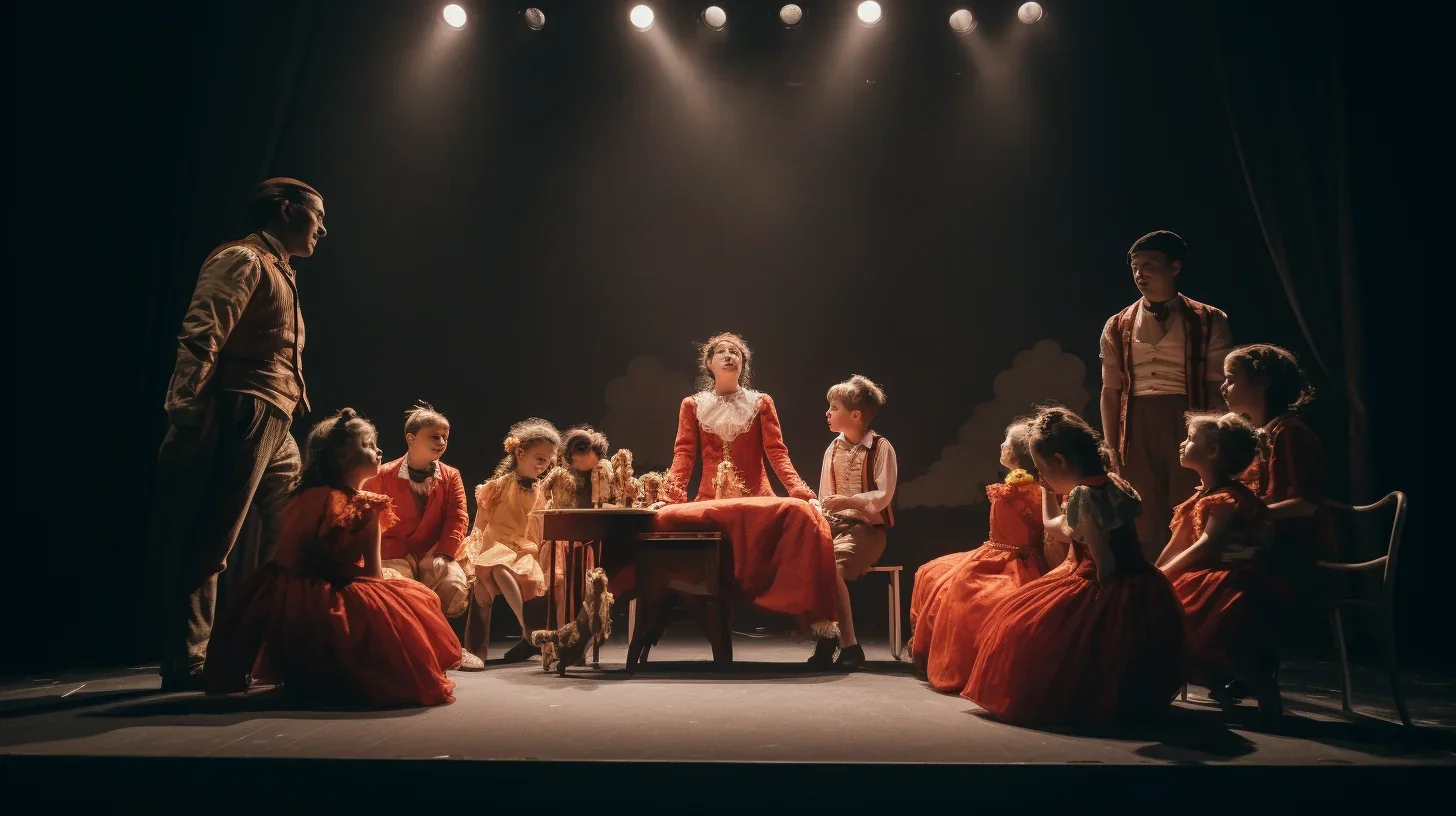 Un groupe d'individus engagés dans une variété d'exercices théâtraux, leur concentration et leur engagement illustrant la passion