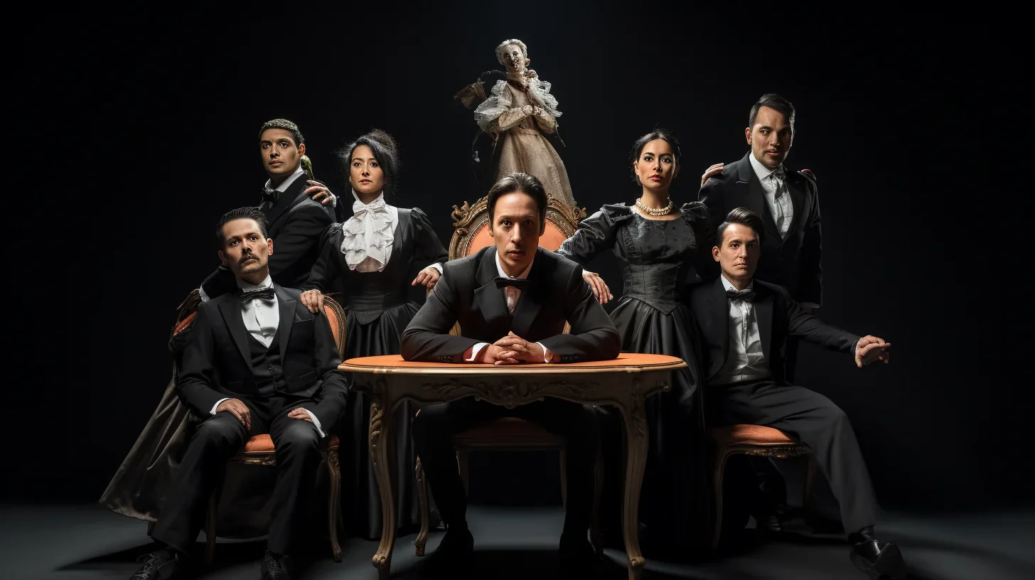 Cette image présente un ensemble d'acteurs de comédie en plein éclat de rire. Leurs expressions expressives et leur dynamisme témo