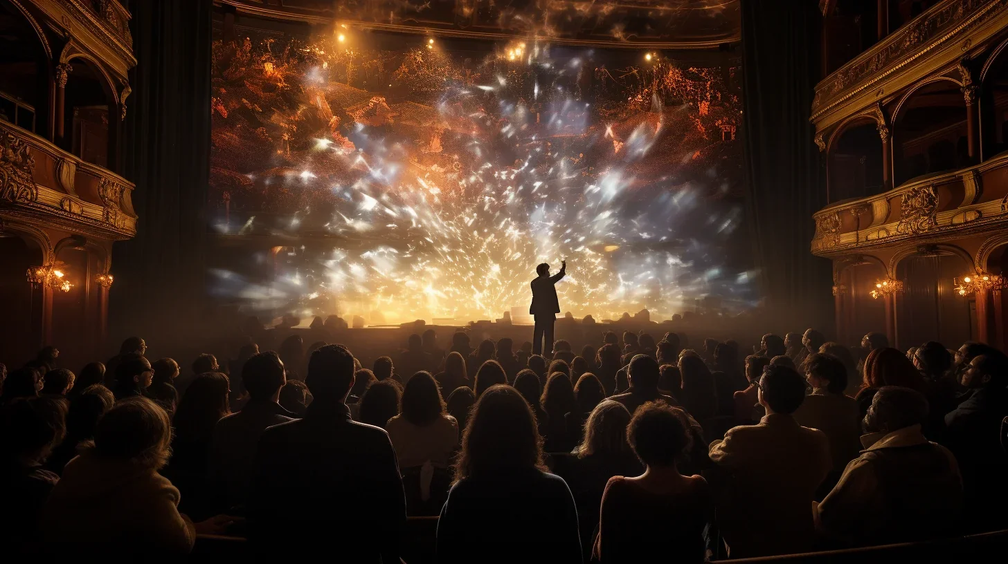 Cette image saisit la splendeur enchanteresse des jeux de lumière qui transforment la scène en un royaume magique. Les faisceaux d