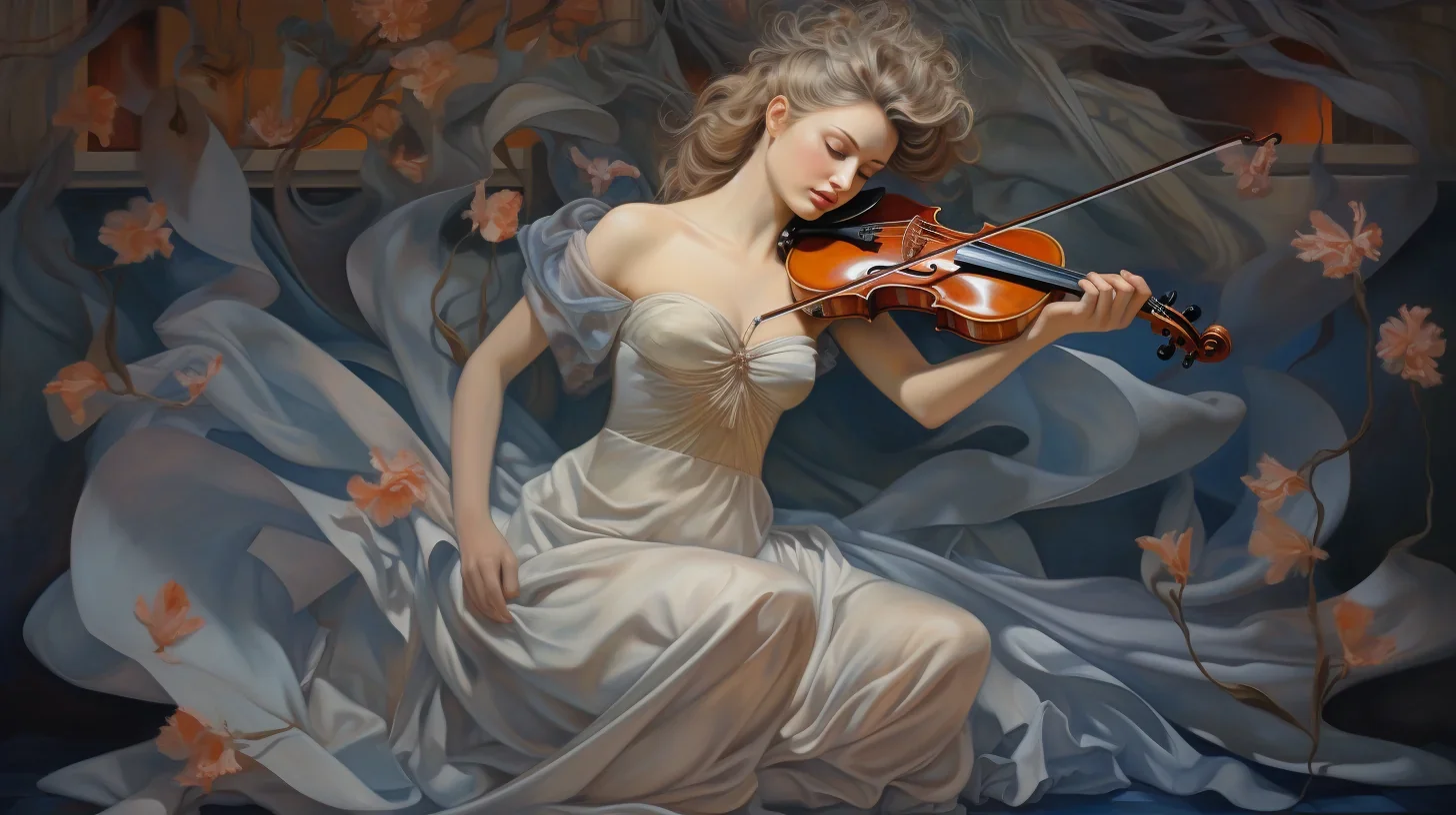 Dans cette image empreinte de grâce et de mystère, une muse incarne l'essence même de "Das Rheingold". Son regard profond et envoû