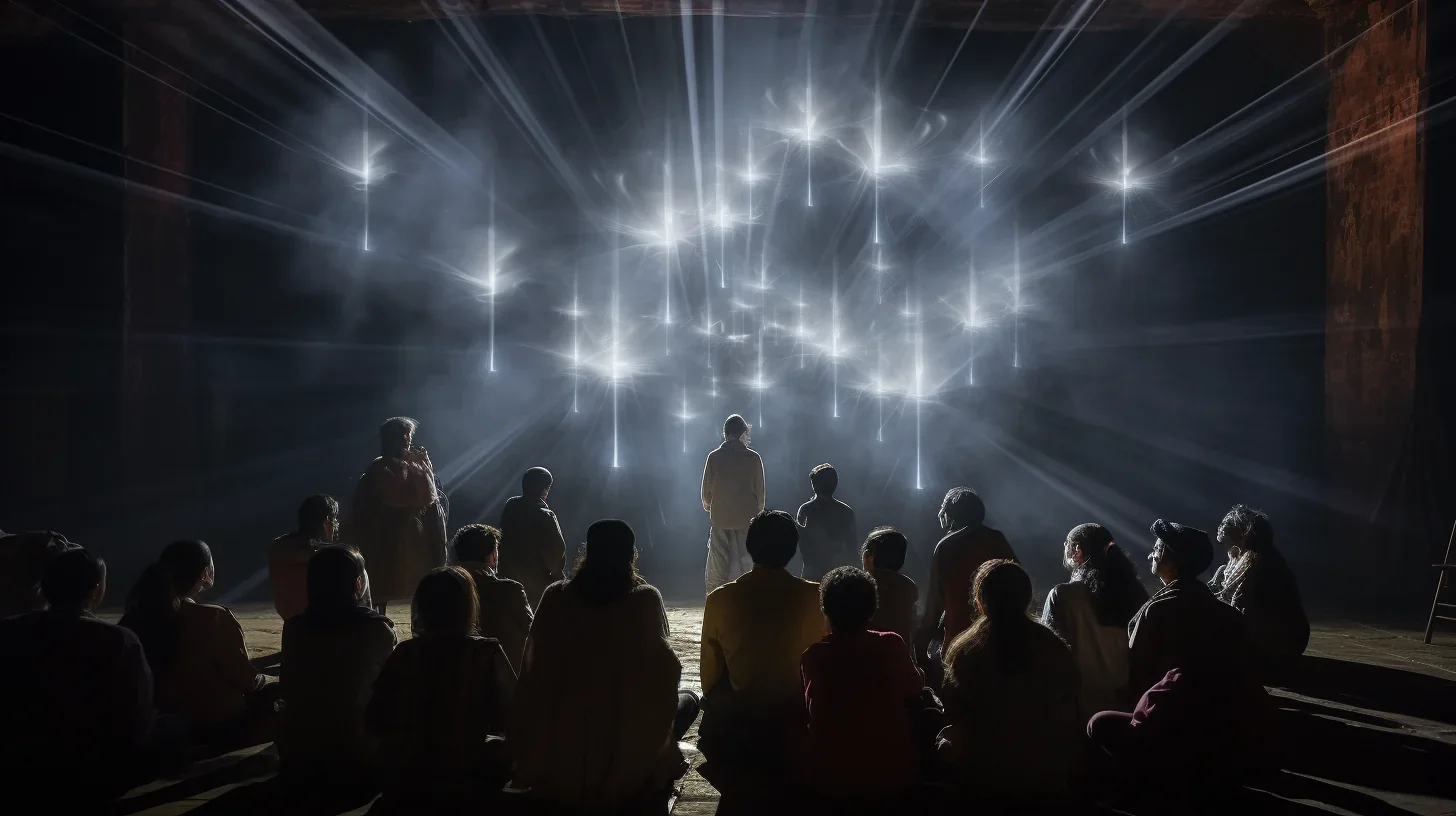 Titre de l'image : "L'Éclat Enchanteur : La Magie des Lumières Scéniques Illumine la Scène" Description : Cette photographie sais