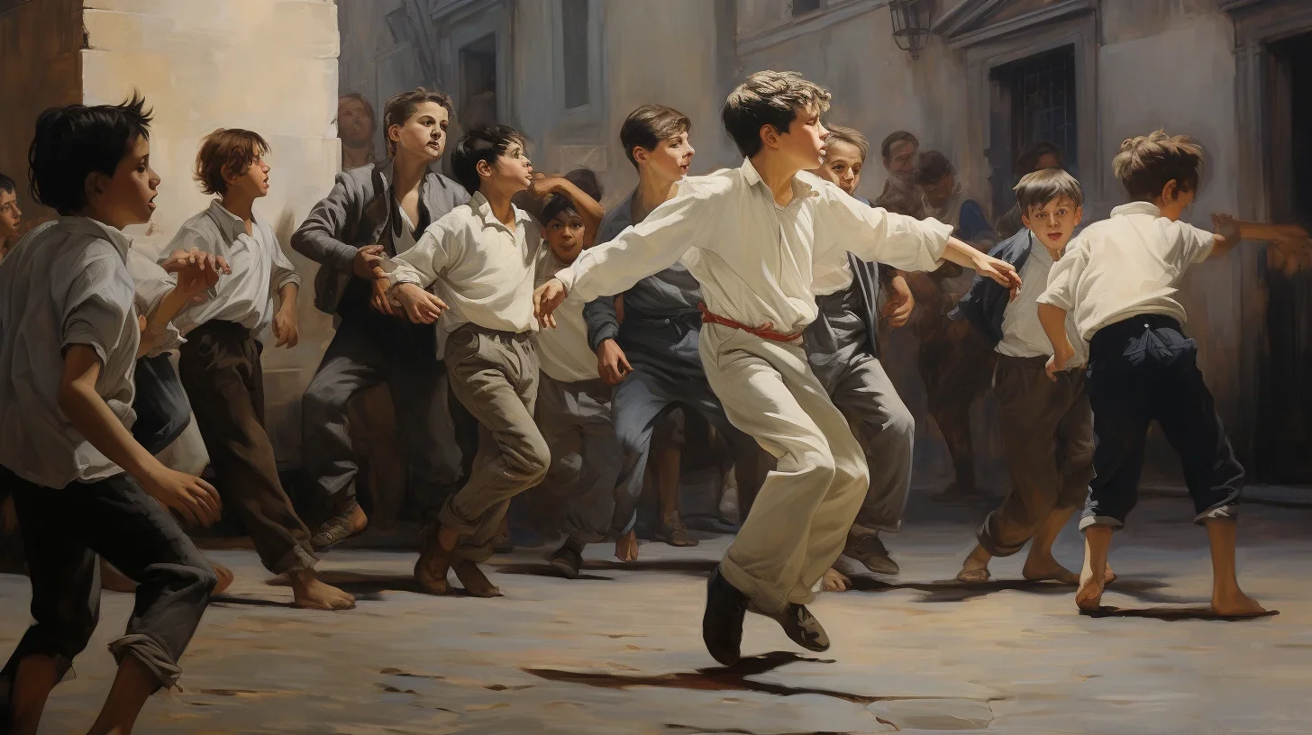 Cette image saisit un moment magique où la rue devient une scène vivante de danse et de mouvement. Les danseurs se fondent harmoni