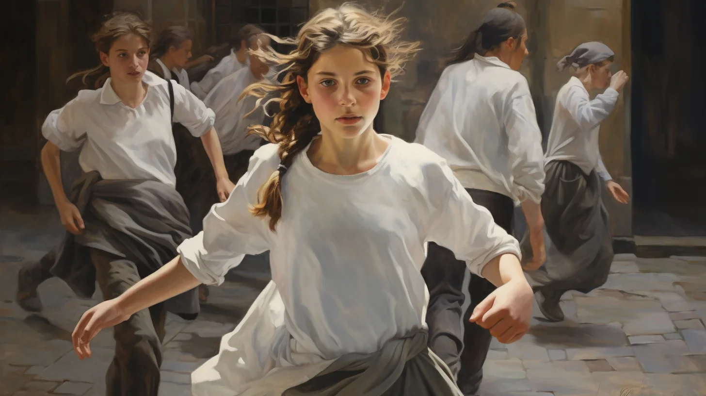 Cette image capture le moment où une jeune fille se fond totalement dans son personnage, irradiant le talent et la passion qui l'a