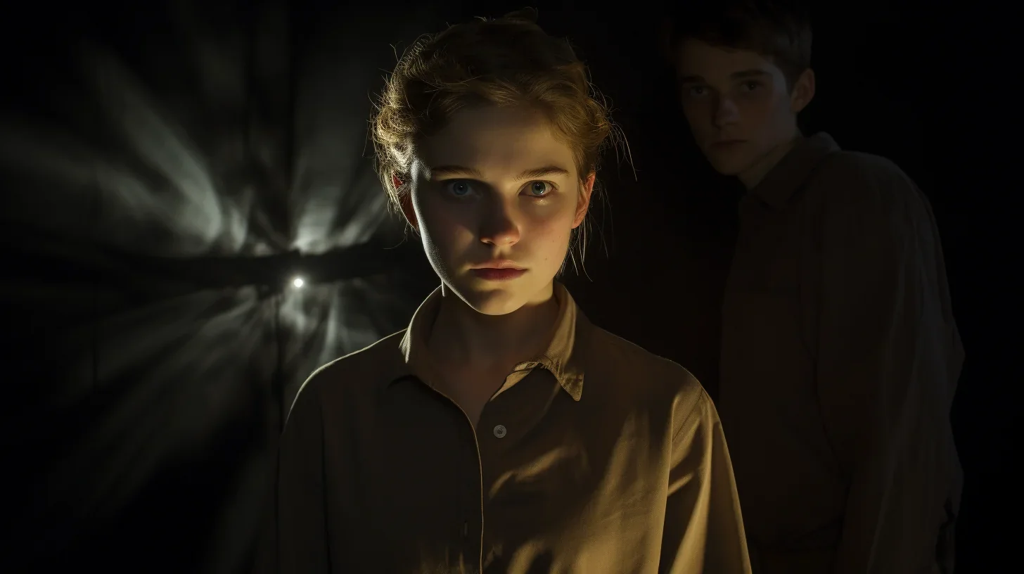 Cette image saisit un moment précieux où un jeune comédien rayonne de talent et de passion sur scène. Son regard vif et sa présenc