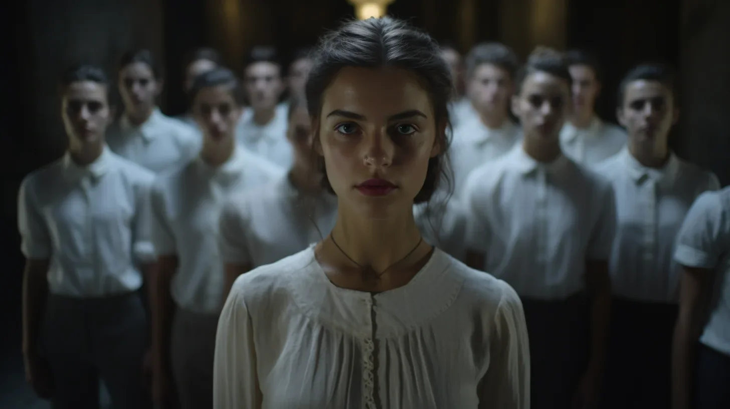 Cette image captivante capture l'atmosphère électrisante d'une classe qui se prépare avec enthousiasme pour une mise en scène. Les