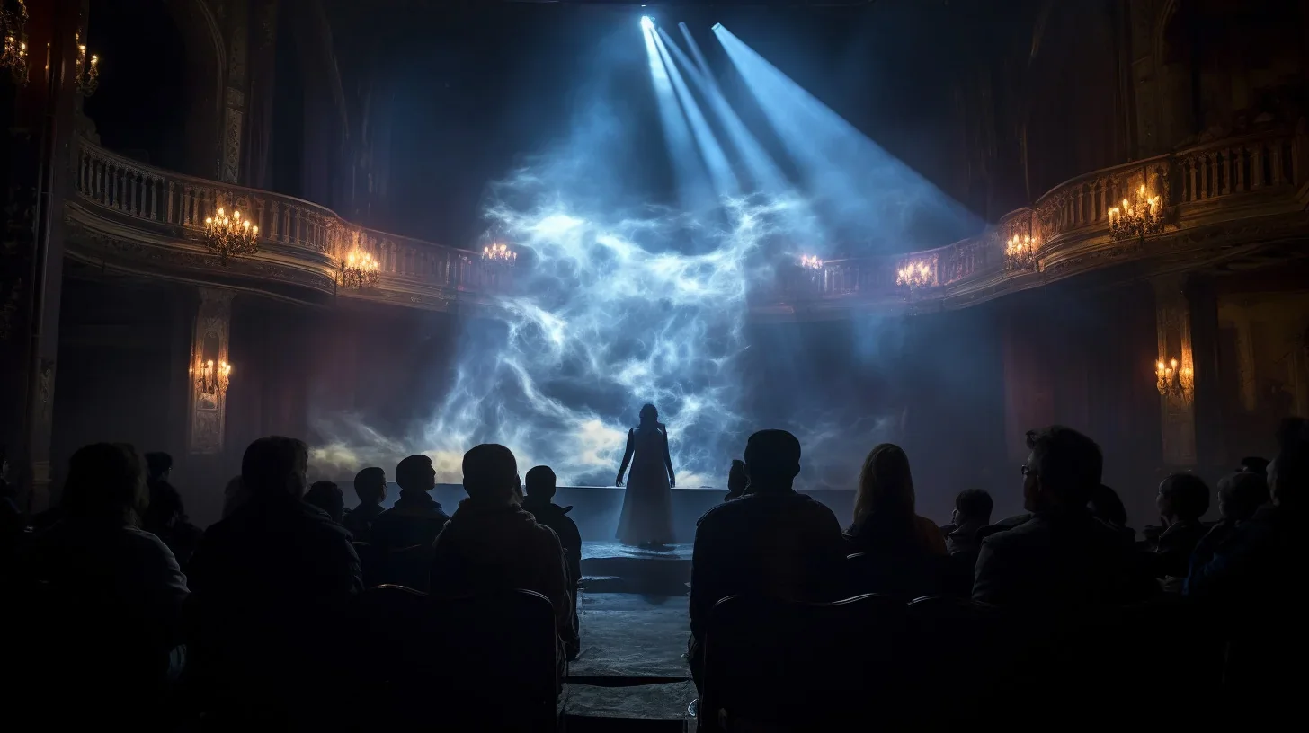 Sous les projecteurs ardents, une actrice rayonne d'émotions pures, captivant le public avide de son talent envoûtant.