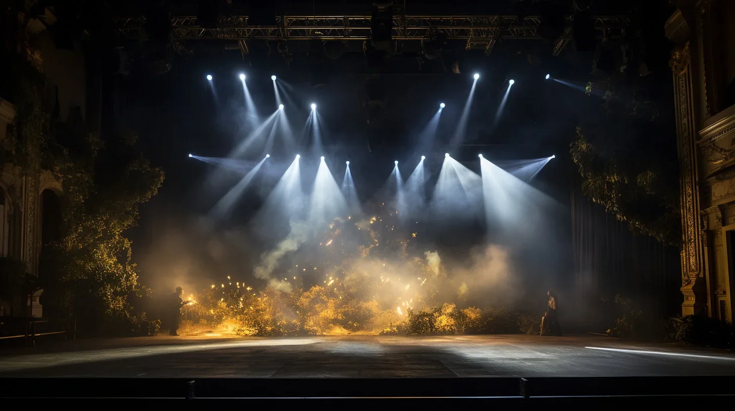 Sous la lueur chaleureuse des projecteurs, les acteurs prennent vie au milieu d'un décor enchanteur qui évoque des mondes lointain