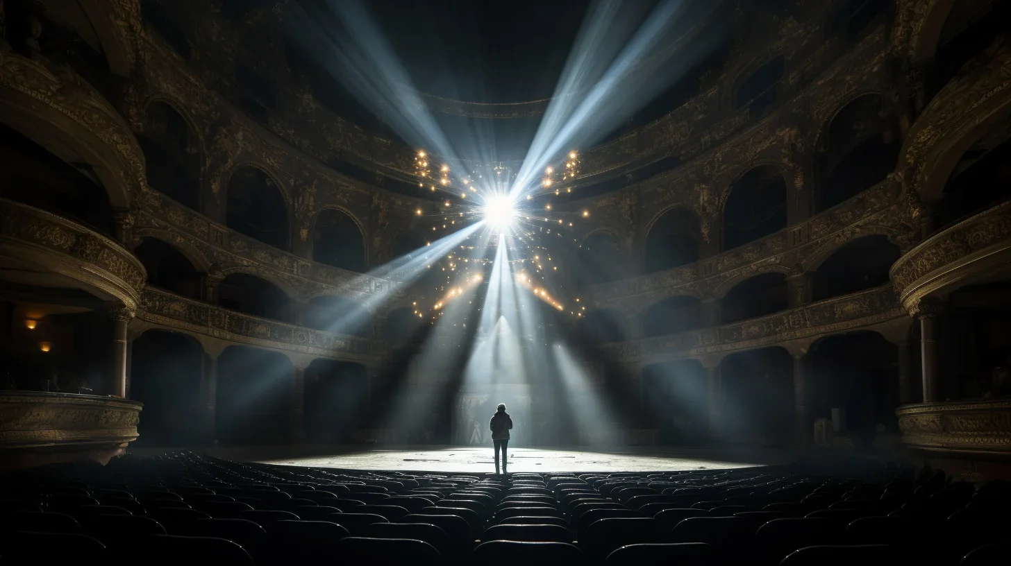 Dans l'ombre discrète des coulisses, le régisseur s'affaire avec une précision minutieuse, orchestrant chaque détail pour créer un