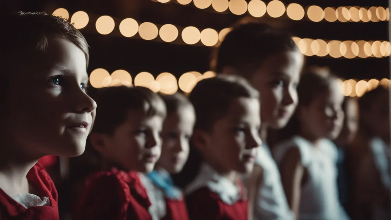 Dans cette image captivante, nous sommes témoins d'un moment de concentration intense alors que les enfants écoutent attentivement
