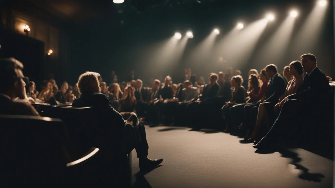 Découvrez l'intimité des moments précédant une répétition, où les membres de la troupe se rassemblent pour discuter. Les visages a