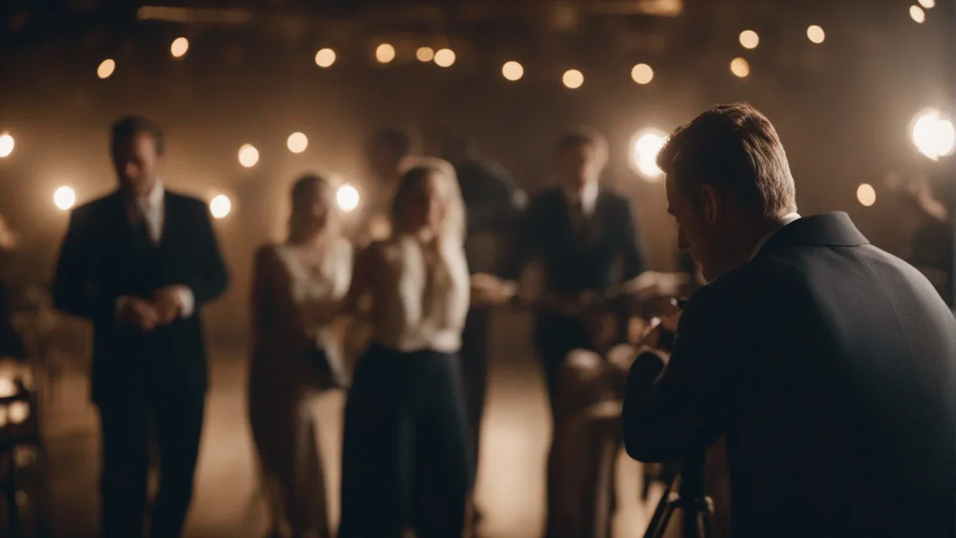 Les ombres dansent sur le visage de la protagoniste, révélant une tension intérieure profonde. Son regard fixe l'horizon, les pens