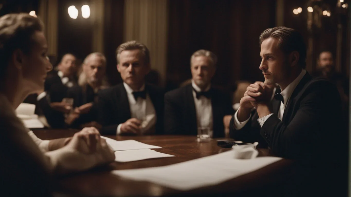 La feuille de papier est parsemée de notes et de surlignages colorés, révélant la structure complexe qui soutient la pièce de théâ