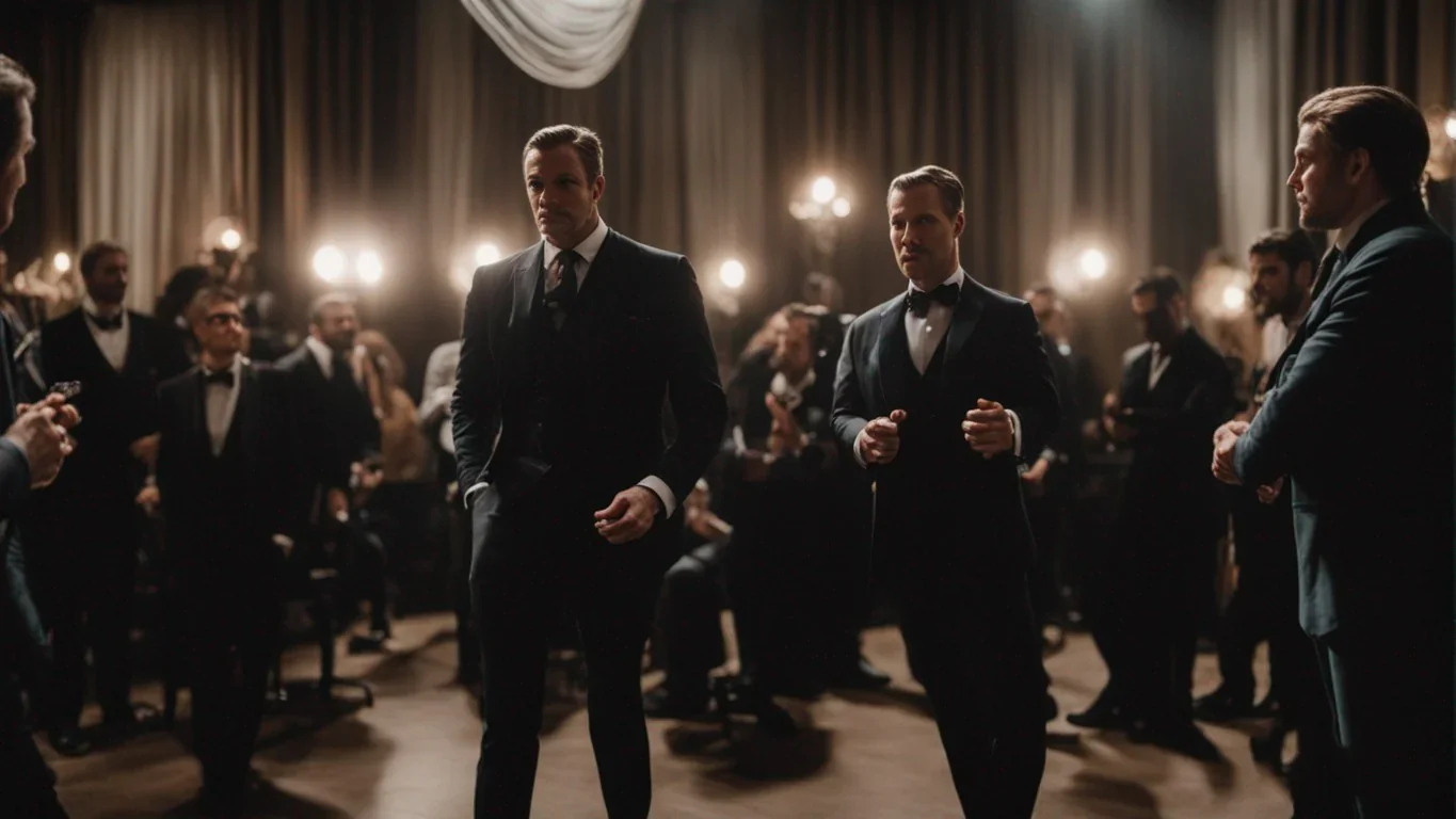 Les acteurs se tiennent en cercle, levant leurs bras dans un geste de victoire. Les sourires radieux témoignent de la satisfaction