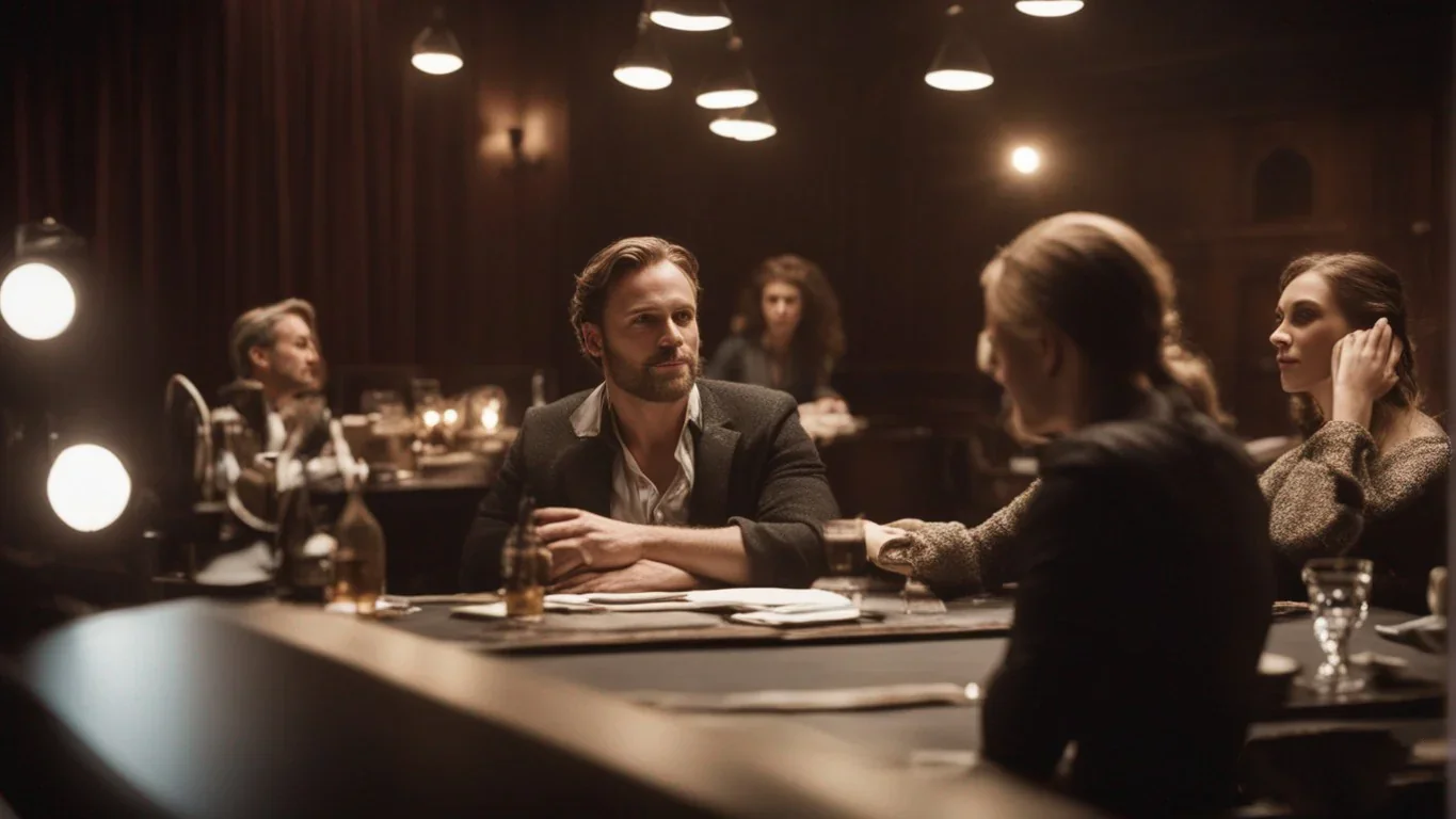 Les pinceaux glissent avec habileté, révélant une transformation saisissante. Le maquilleur travaille avec précision, sculptant le