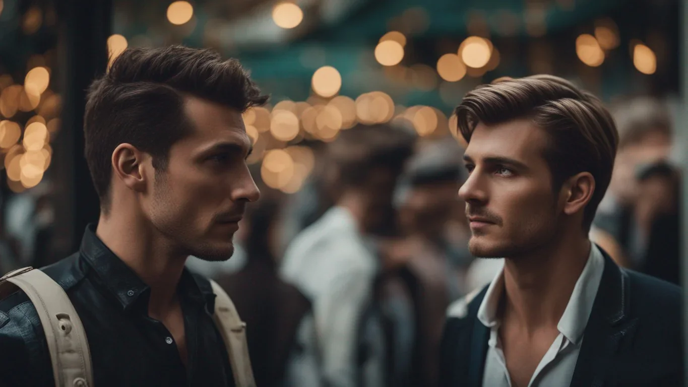 Dans cette image fascinante, les personnalités semblent engager une conversation silencieuse à travers leurs expressions et leurs