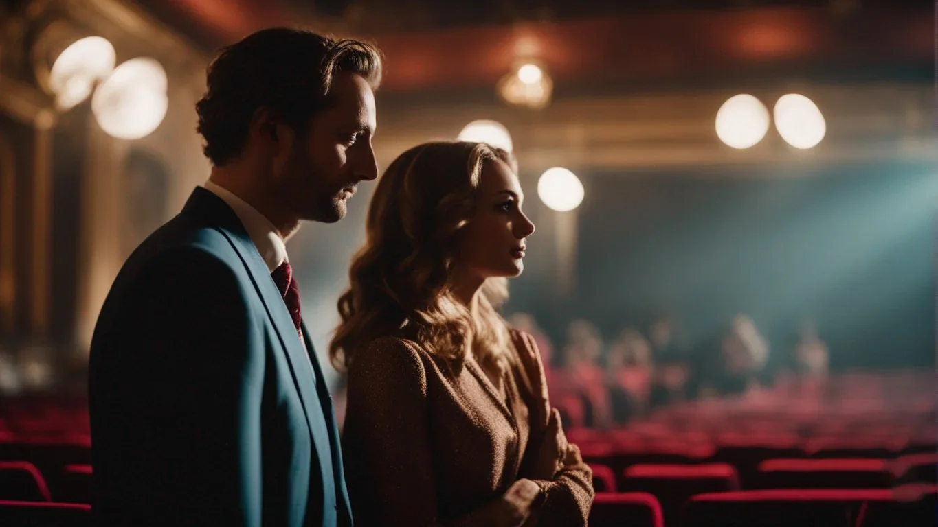 L'instant où les rideaux se lèvent, les regards se croisent, et les premiers mots s'envolent. Cette photo capture le moment magiqu