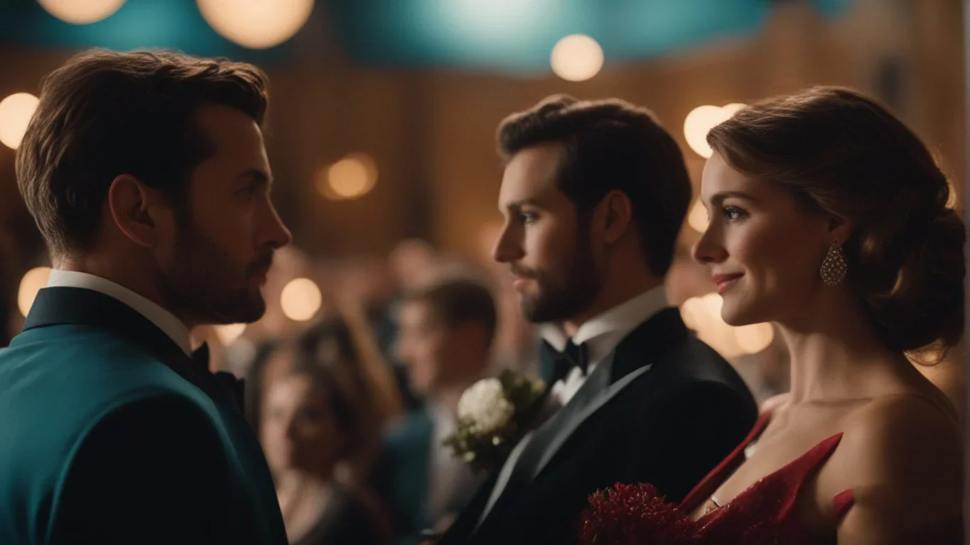 Dans cette image captivante, les débuts de l'intrigue prennent vie. Les regards intrigants et les situations énigmatiques révèlent