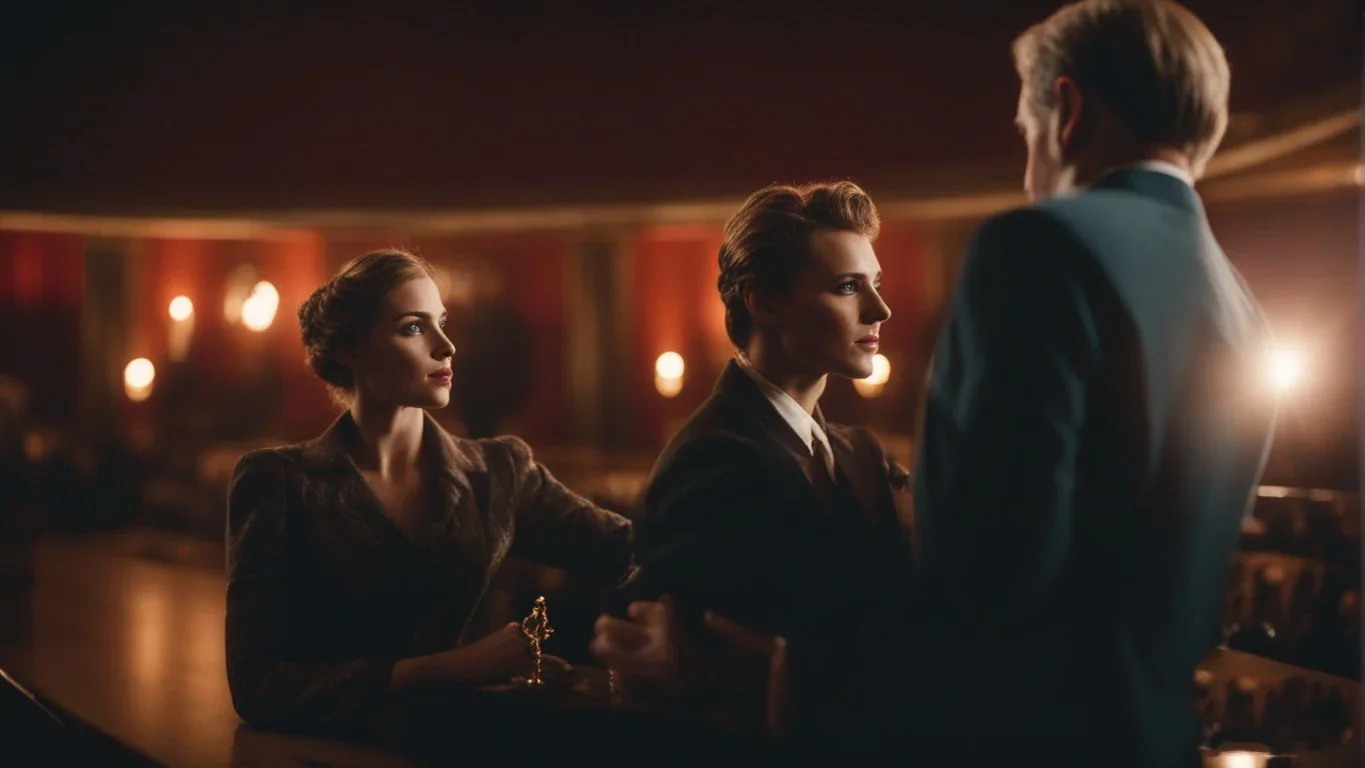 Cette image saisissante capture l'essence de la tension dramatique à travers un dialogue palpitant.