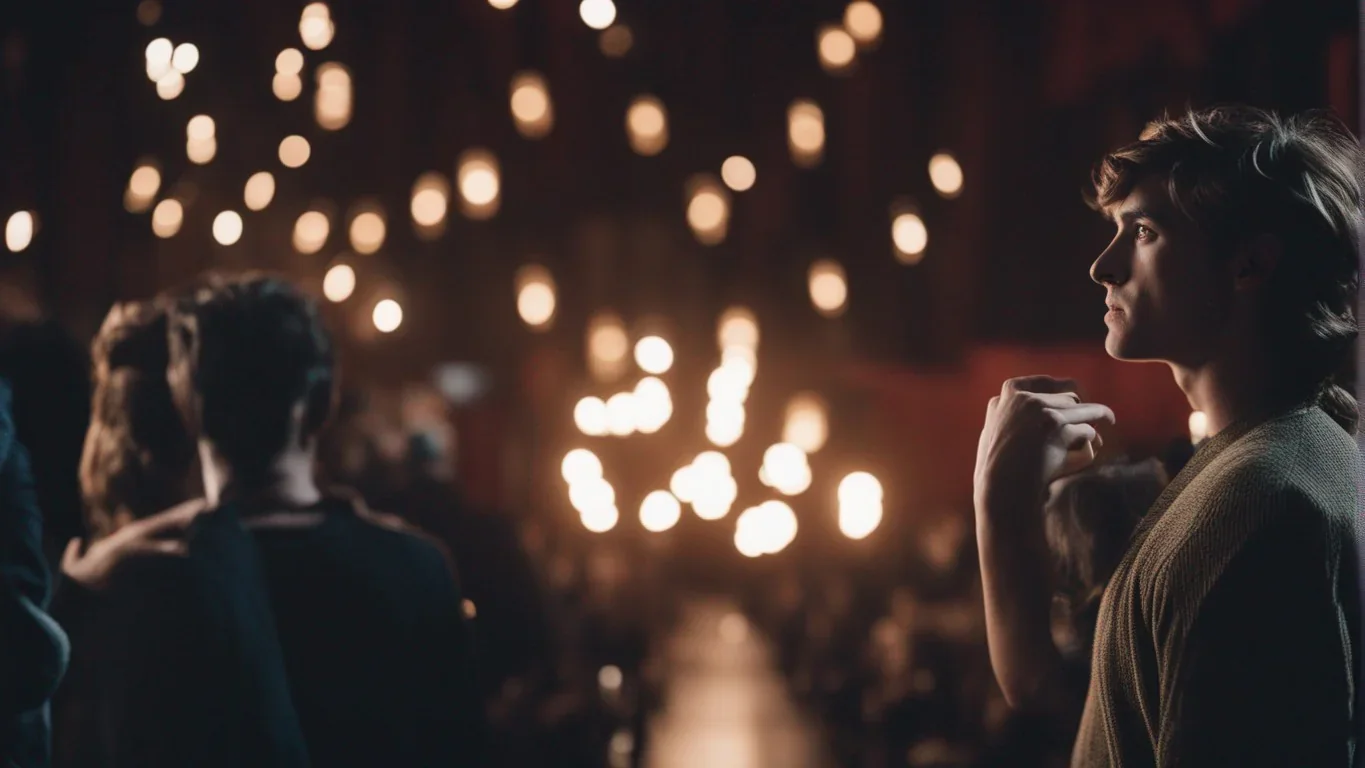 Cette image saisit l'instant magique d'une séance d'exercices théâtraux en plein essor.