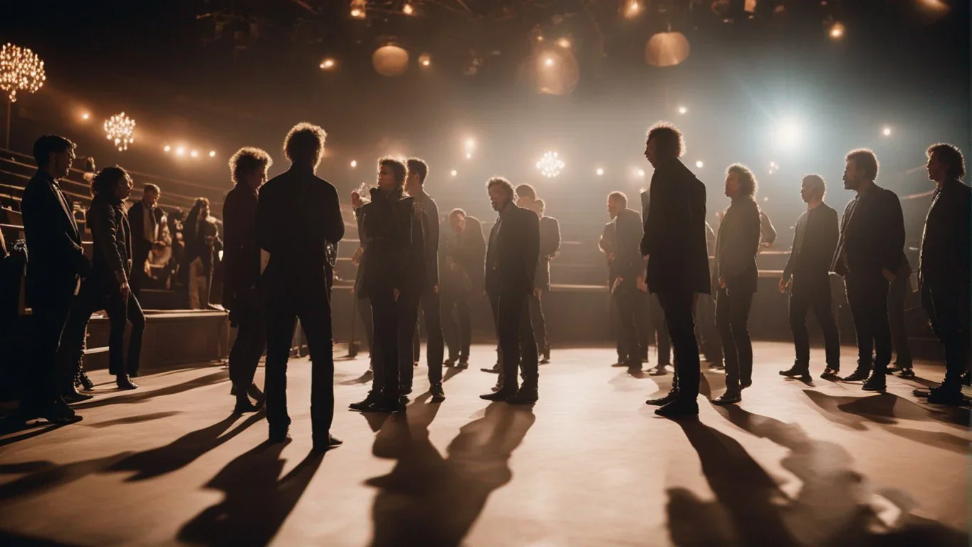 Dans cette image captivante, découvrez l'un des moments les plus ludiques du théâtre. Les participants se lancent dans un exercice