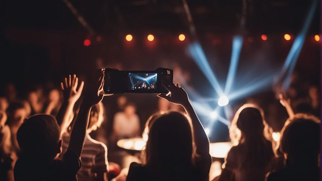 Découvrez un instant figé dans le temps où les enfants rayonnent de bonheur dans une salle de théâtre. Leurs yeux écarquillés de s