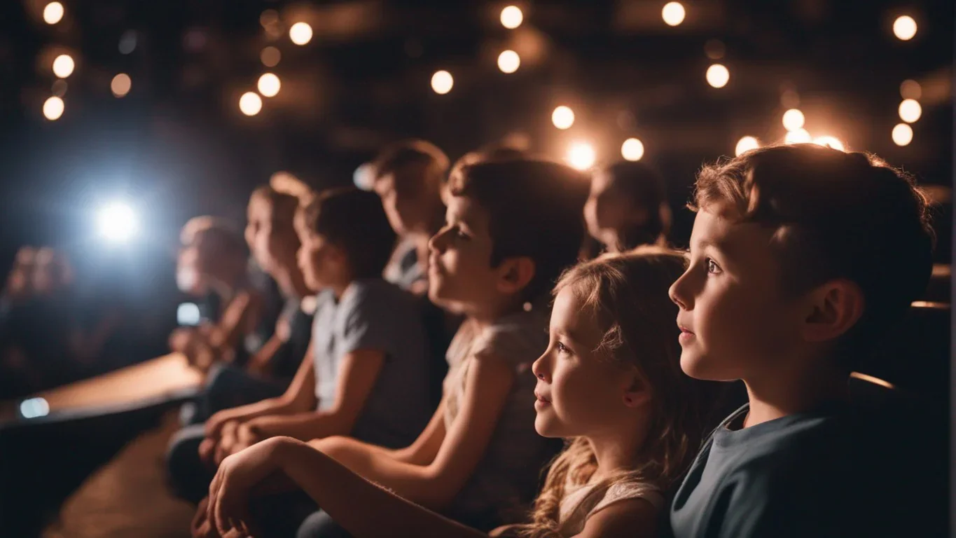 Plongez dans un moment de pur enchantement alors que les enfants sont captivés par le spectacle qui se déroule sous leurs yeux éca