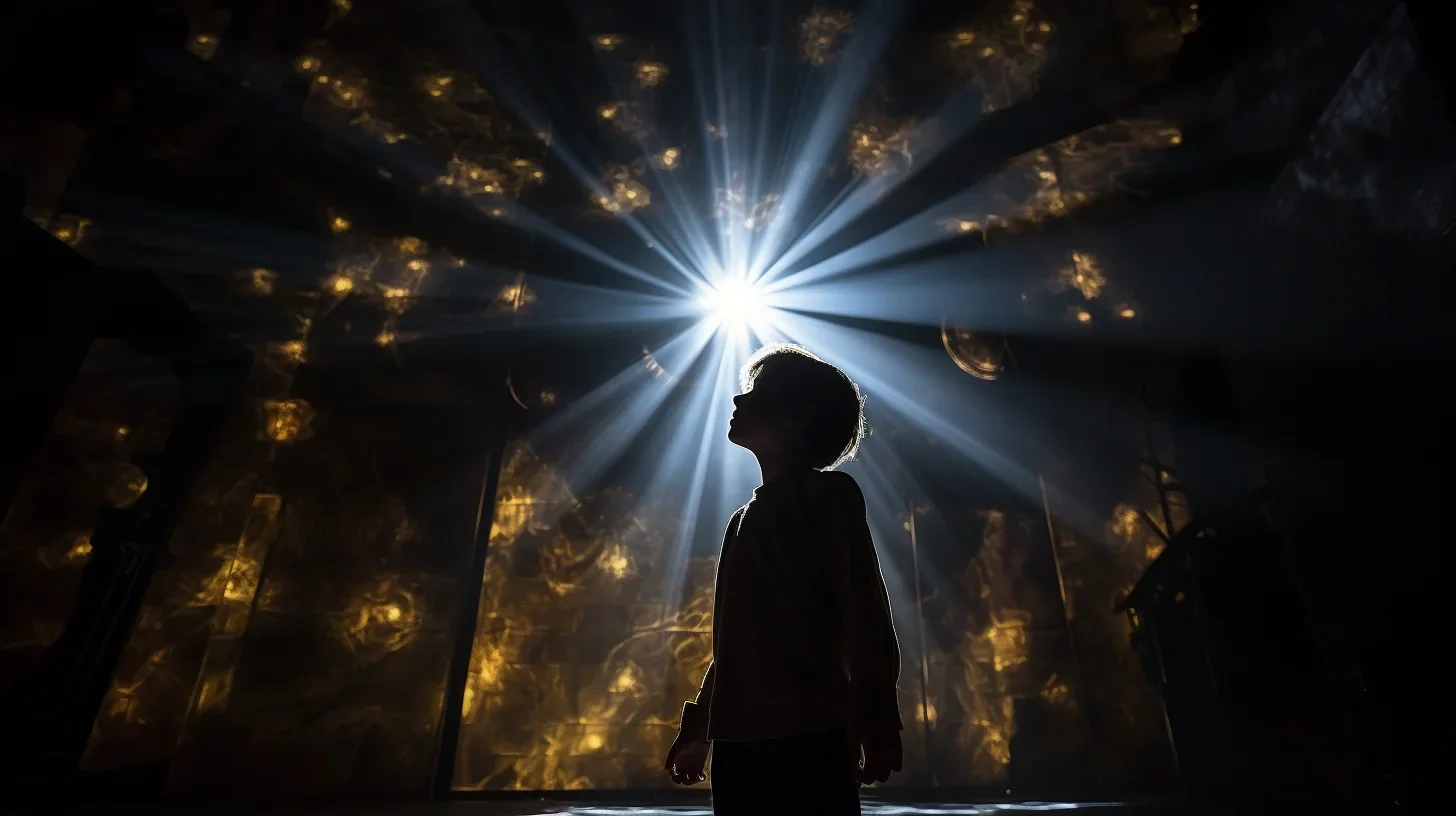 Dans cette photo, la magie de la lumière prend vie. Les rayons du soleil couchant filtrent à travers les feuilles d'un majestueux