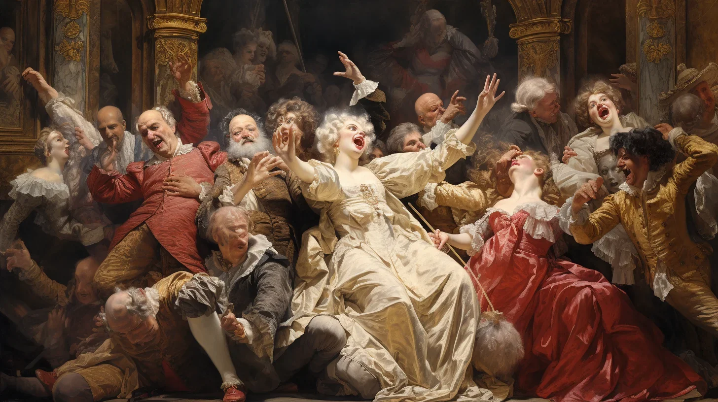 Une photo saisissante qui nous transporte au cœur de la scène de spectacle. Les projecteurs illuminent la scène, créant un halo de