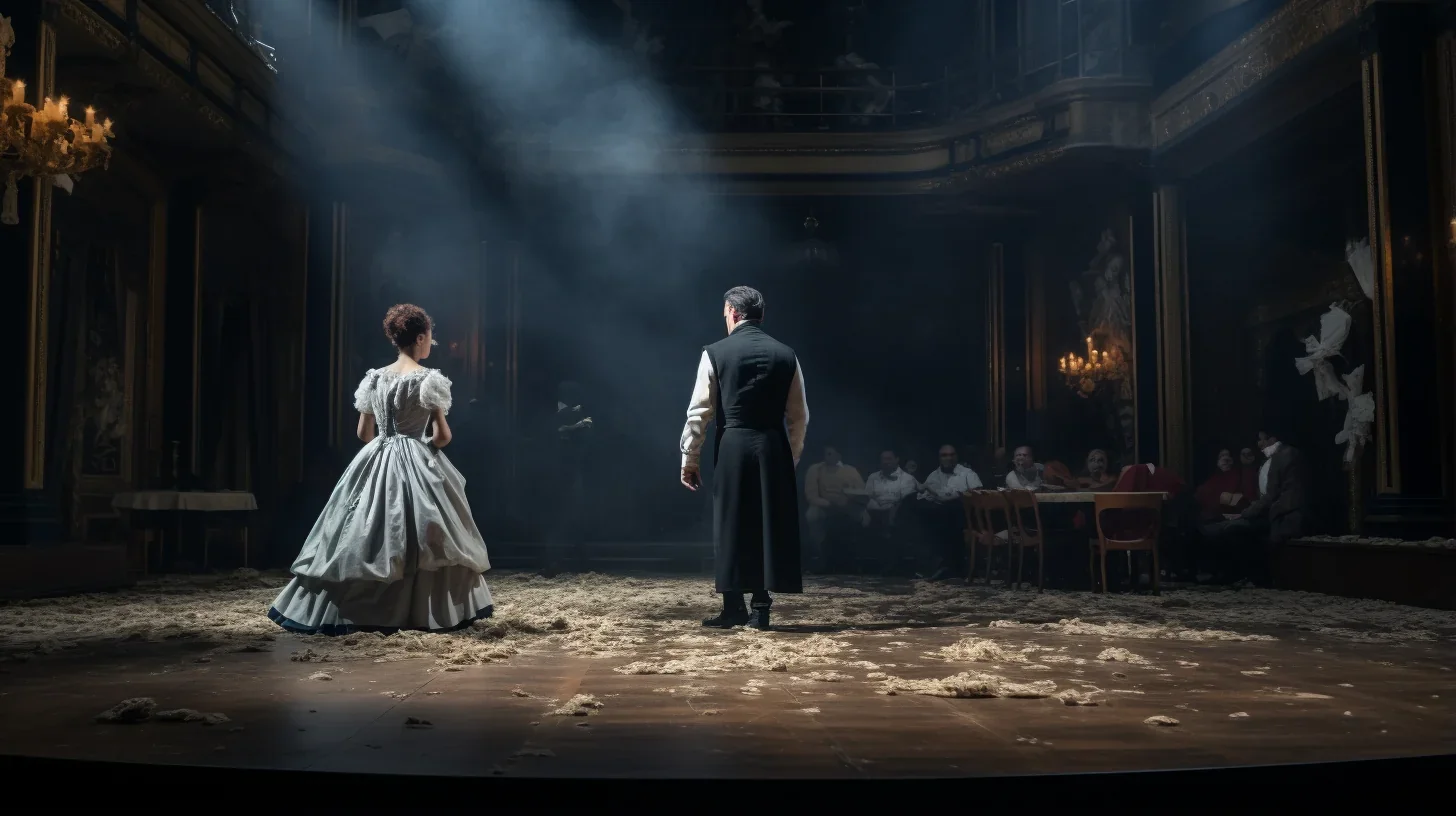 Un aperçu des coulisses alors que la mise en scène prend vie, donnant forme à une performance théâtrale captivante